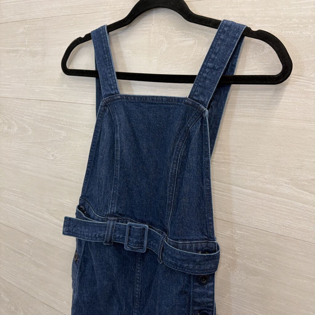 Madewell Dark Wash Denim Belted Wide Leg Jumpsuit 00