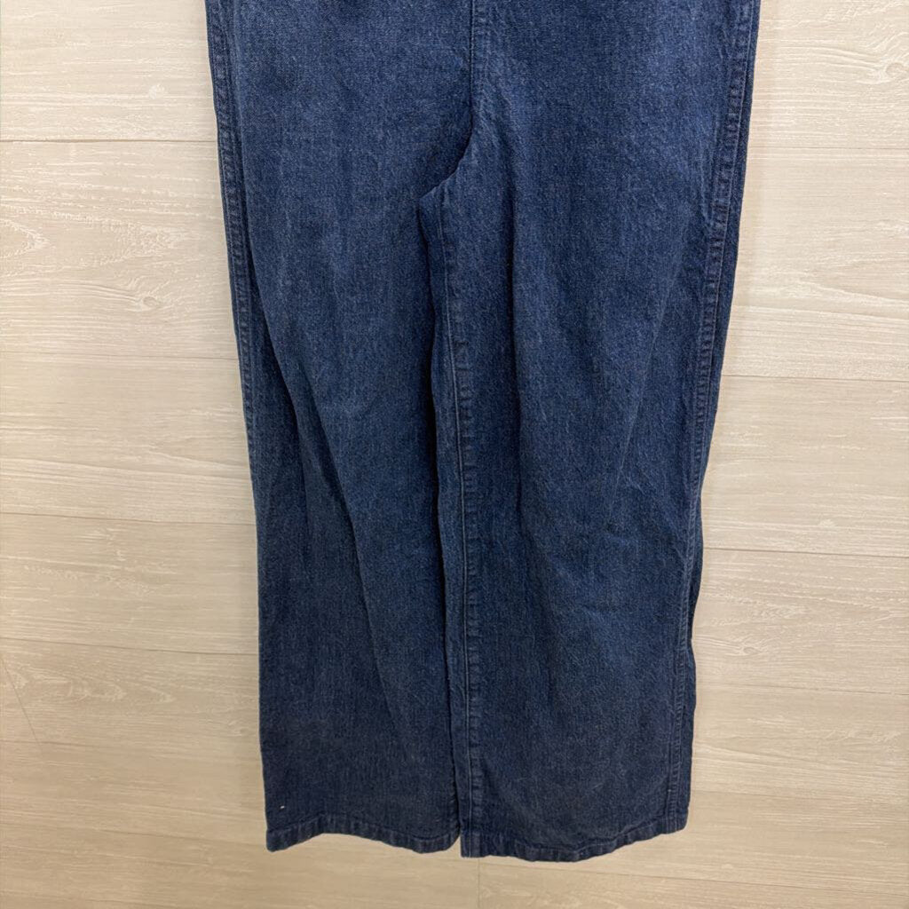 Madewell Dark Wash Denim Belted Wide Leg Jumpsuit 00