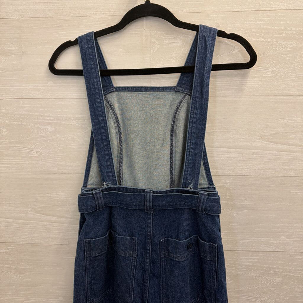 Madewell Dark Wash Denim Belted Wide Leg Jumpsuit 00