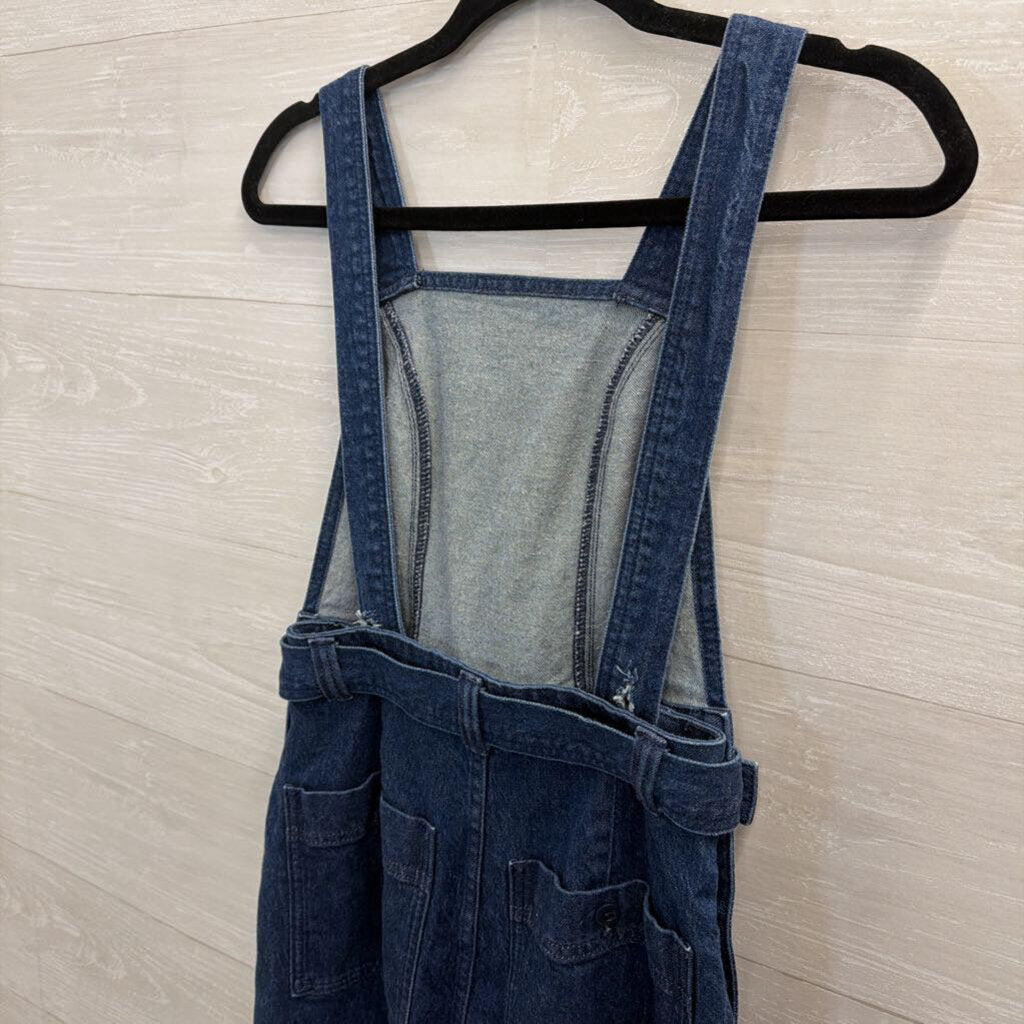 Madewell Dark Wash Denim Belted Wide Leg Jumpsuit 00