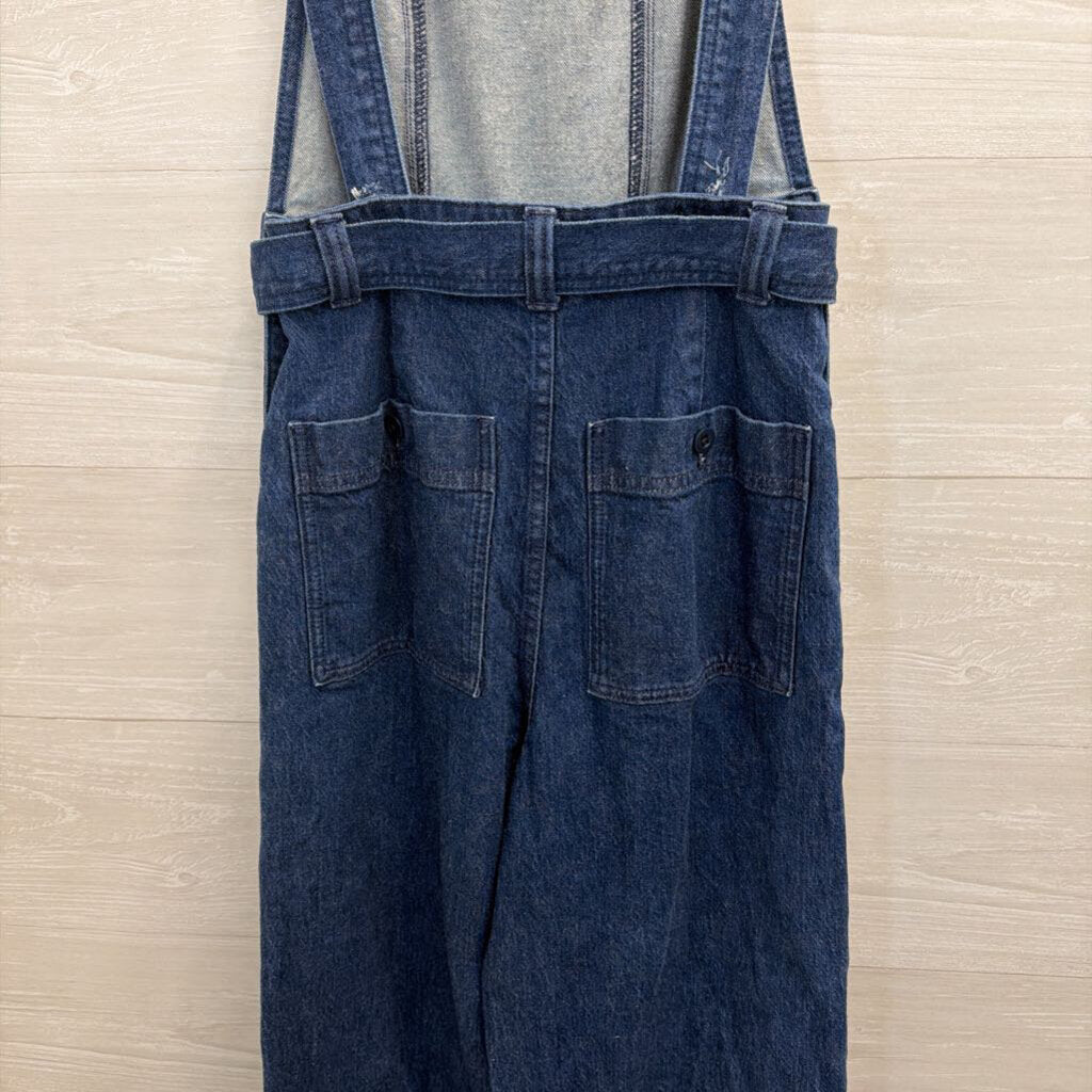 Madewell Dark Wash Denim Belted Wide Leg Jumpsuit 00