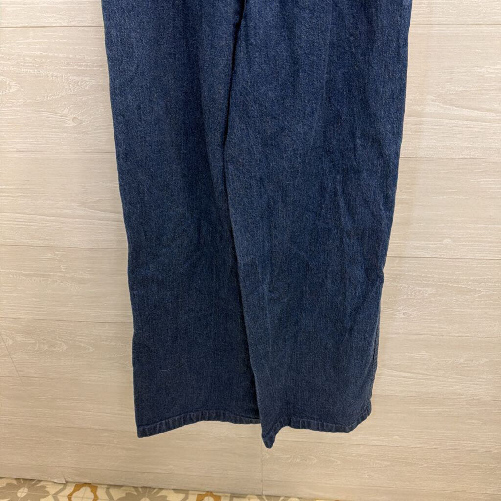 Madewell Dark Wash Denim Belted Wide Leg Jumpsuit 00