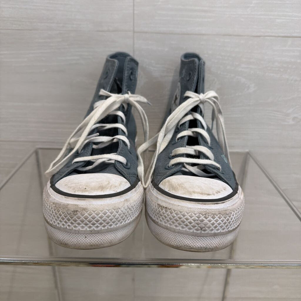 Converse All Star Blue Embroidered Lift Platform High Top Sneakers 7.5