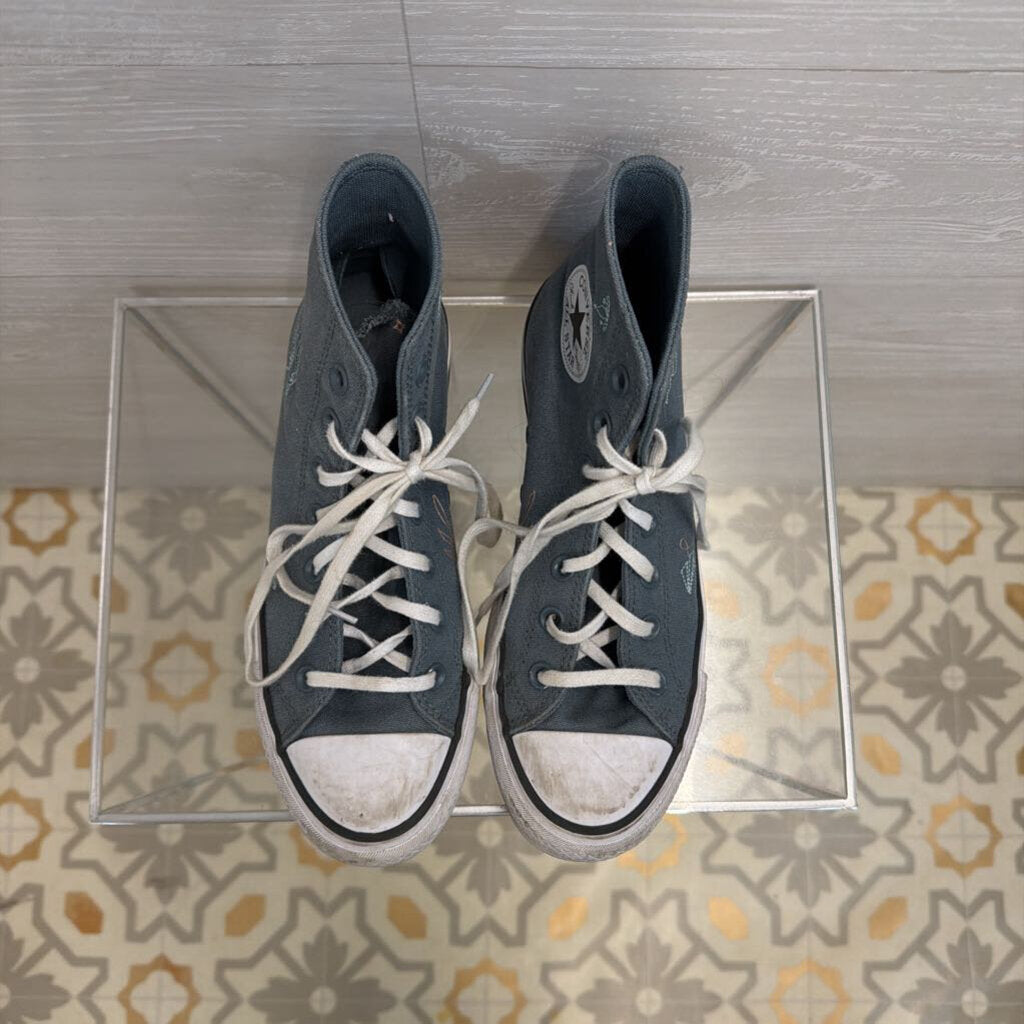 Converse All Star Blue Embroidered Lift Platform High Top Sneakers 7.5