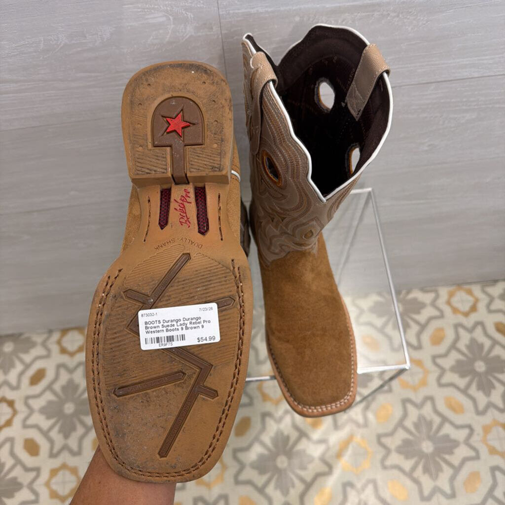 Durango Brown Suede Lady Rebel Pro Western Boots 9
