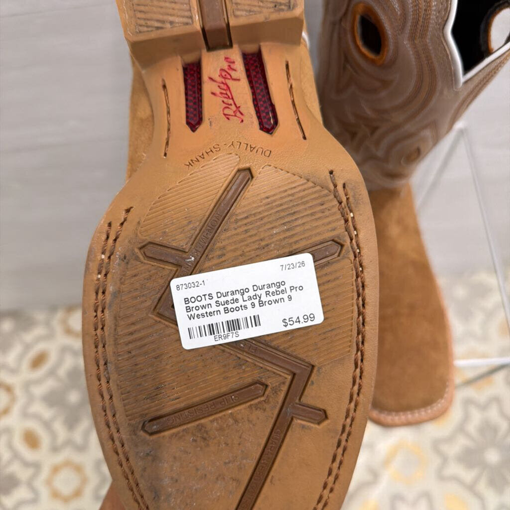 Durango Brown Suede Lady Rebel Pro Western Boots 9