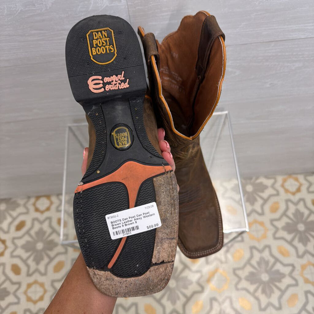 Dan Post Brown Leather Alexy Western Boots 9