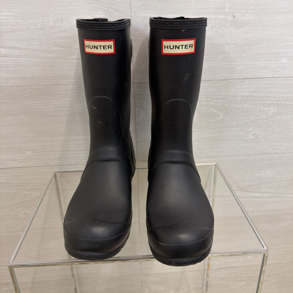 Hunter Matte Black Original Back Adjustable Short Rain Boots 9