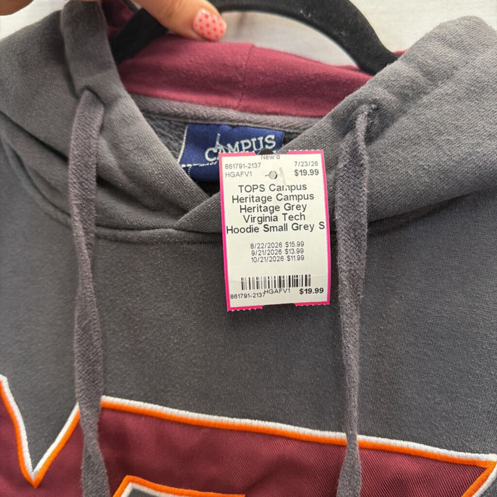 Campus Heritage Grey Virginia Tech Hoodie Small