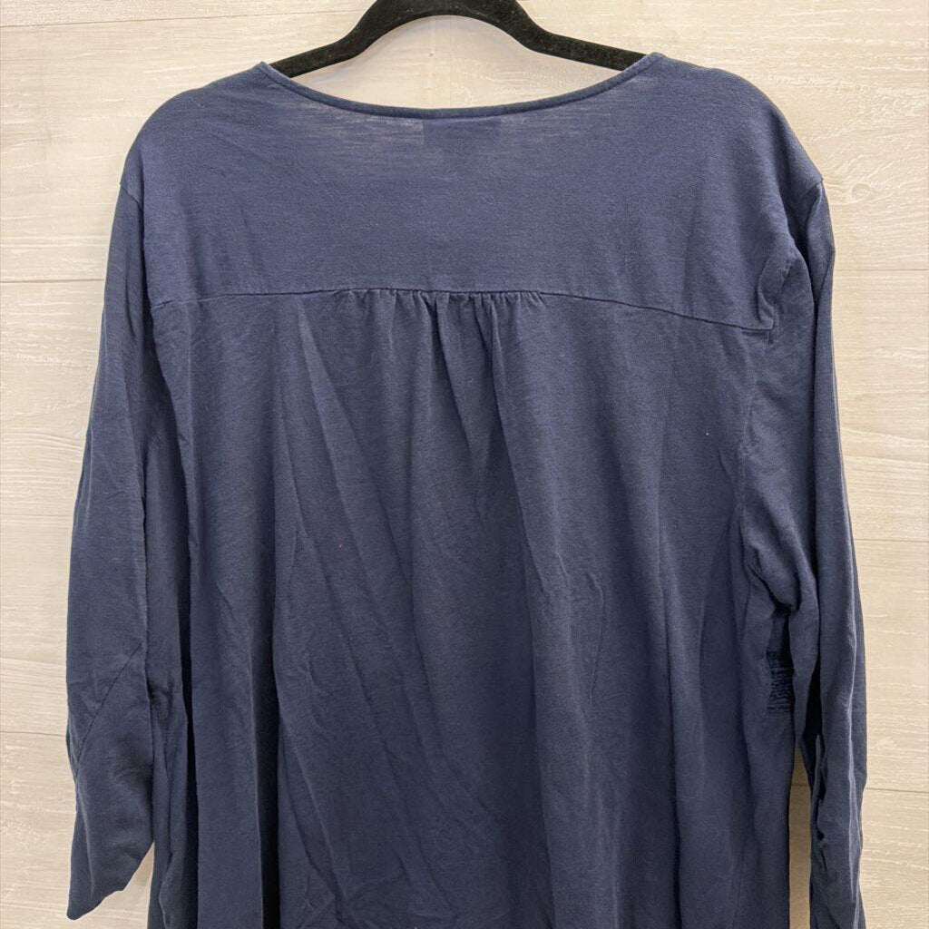 Style and Co Navy/ Silver Long Sleeve Top XXL