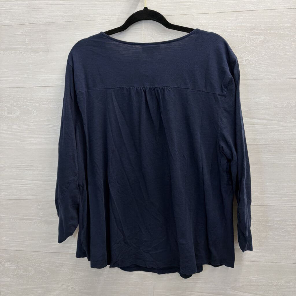 Style and Co Navy/ Silver Long Sleeve Top XXL