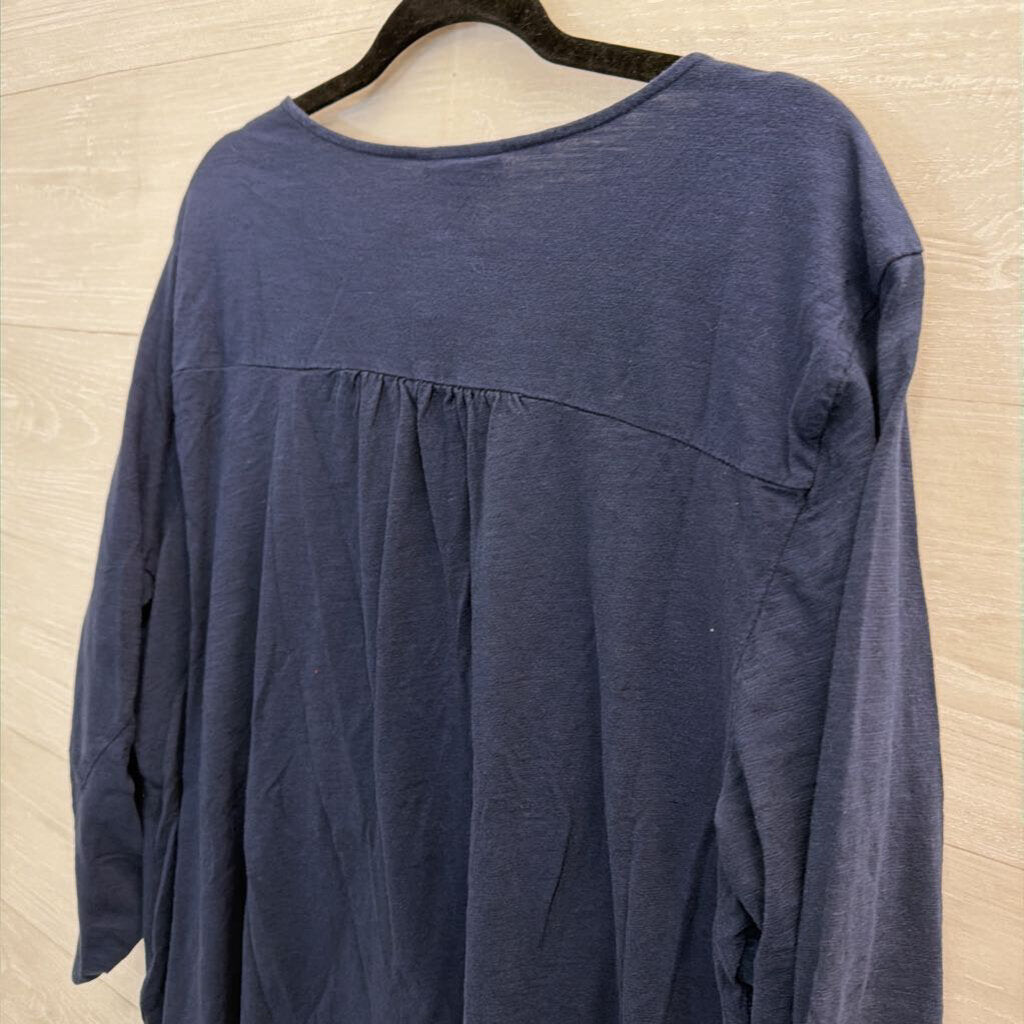 Style and Co Navy/ Silver Long Sleeve Top XXL