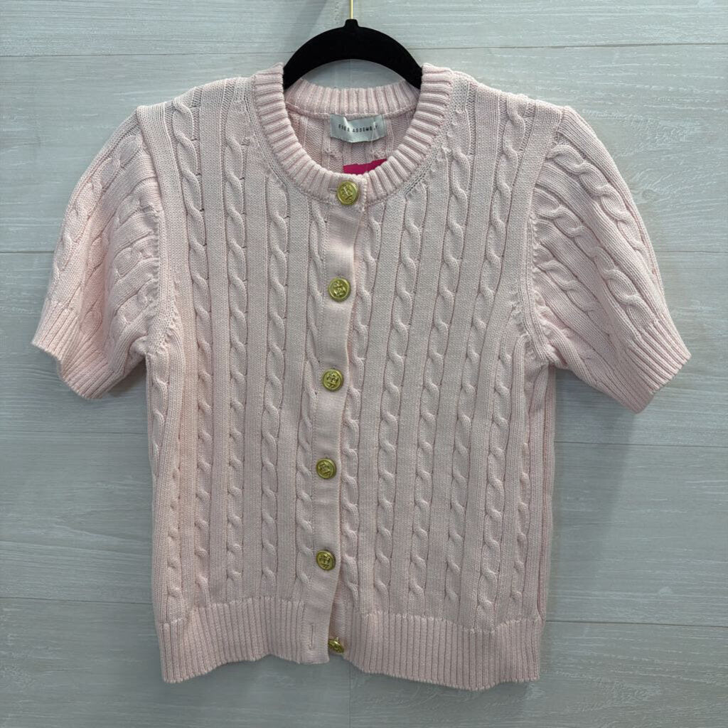 Free Assembly Pink Knit Short Sleeve Cardigan Sweater Small
