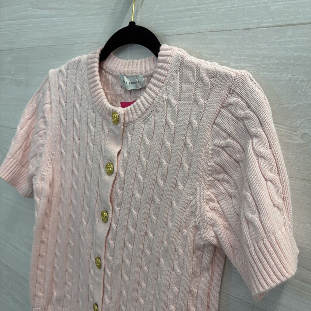 Free Assembly Pink Knit Short Sleeve Cardigan Sweater Small