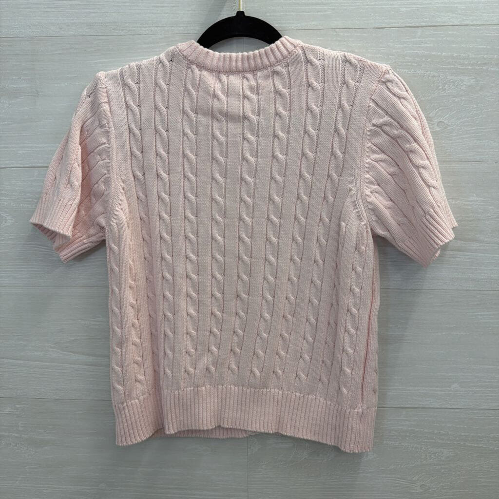 Free Assembly Pink Knit Short Sleeve Cardigan Sweater Small