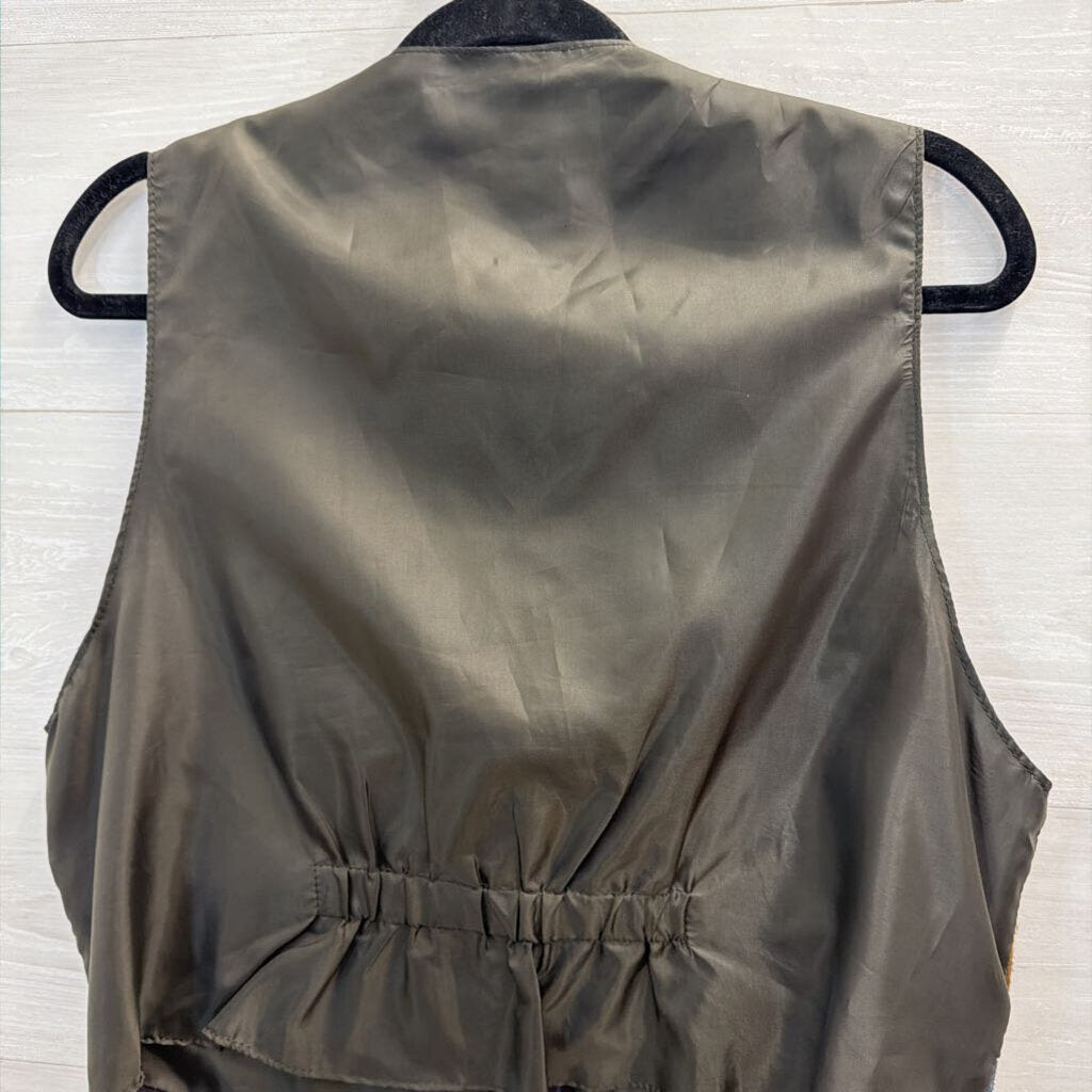 Vintage Learsi Black Leather/ Multi Patchwork Vest Large