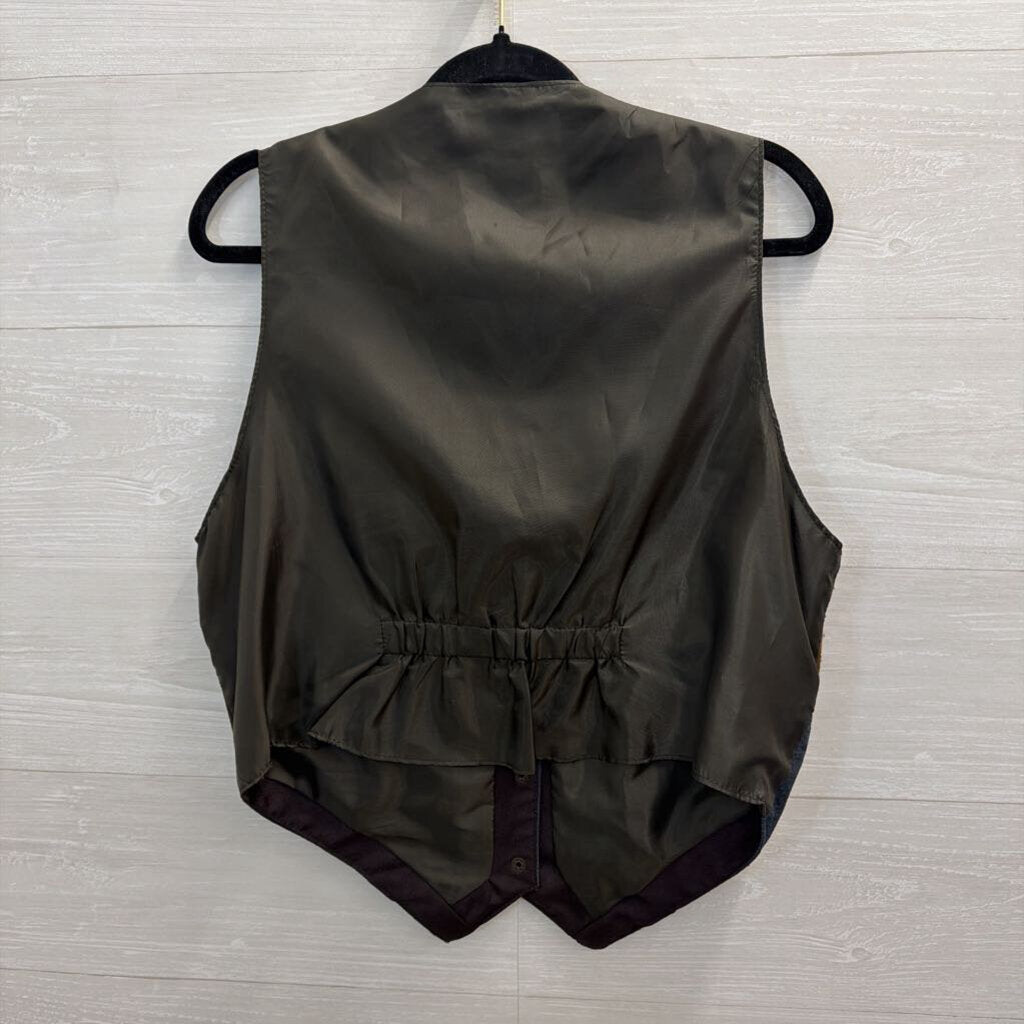 Vintage Learsi Black Leather/ Multi Patchwork Vest Large