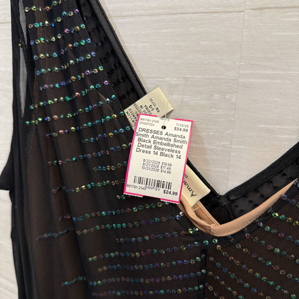 Amanda Smith Black Embellished Detail Sleeveless Dress 14