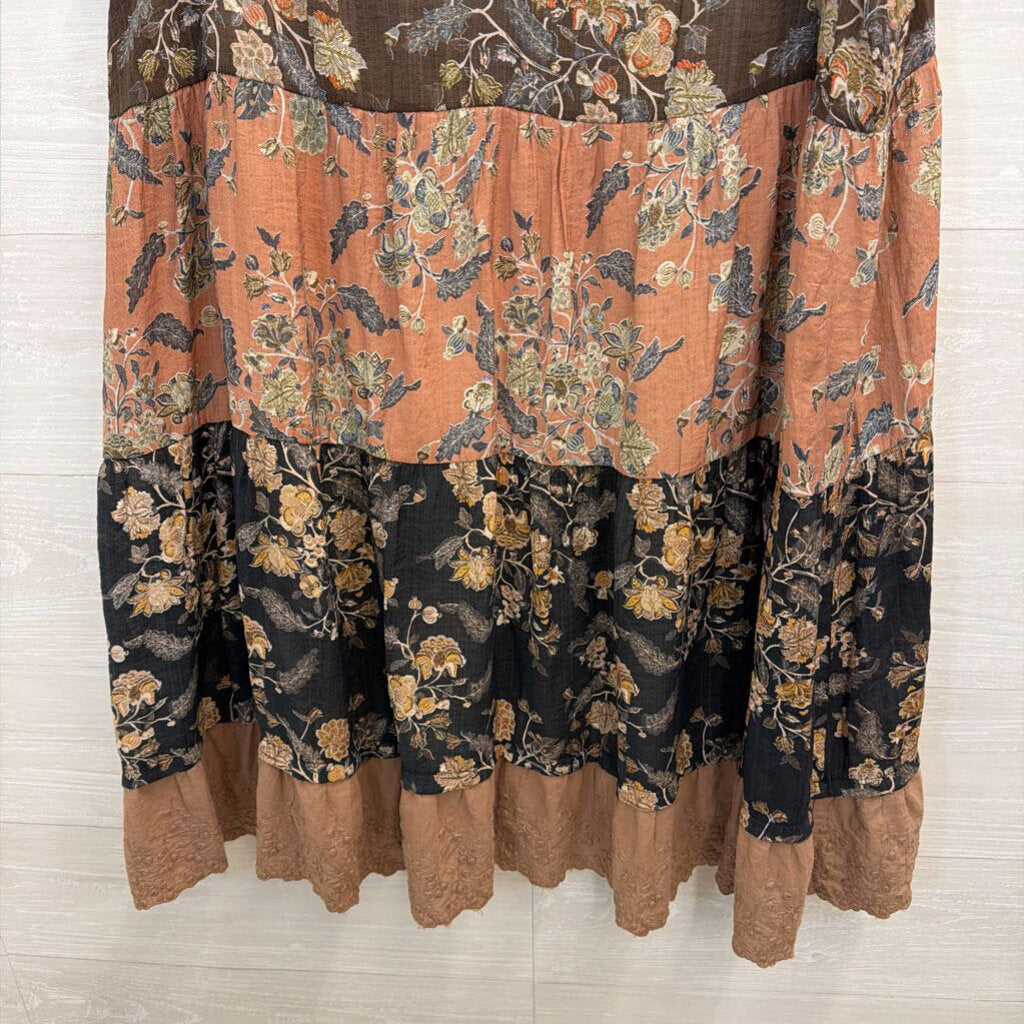 Paisley Vine Brown/ Multi Print Sleeveless Dress 2XL