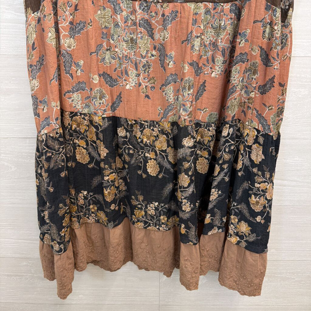 Paisley Vine Brown/ Multi Print Sleeveless Dress 2XL