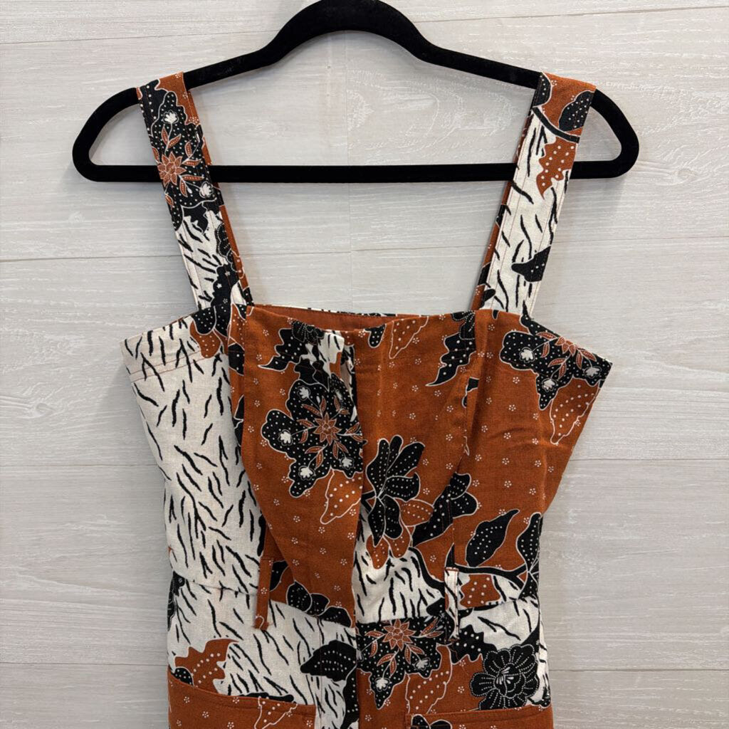 House of Harlow 1960 Brown/ Black Print Button Front Romper 4