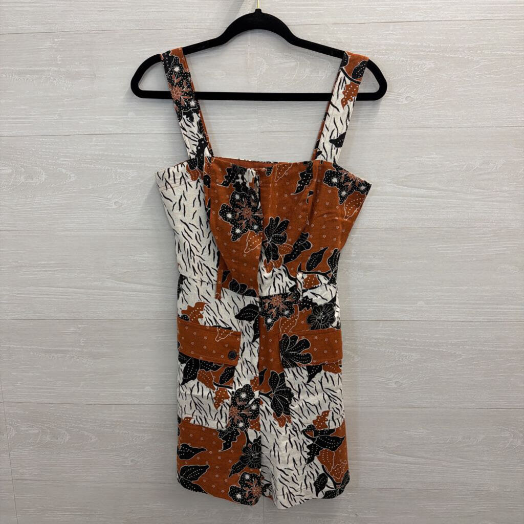 House of Harlow 1960 Brown/ Black Print Button Front Romper 4
