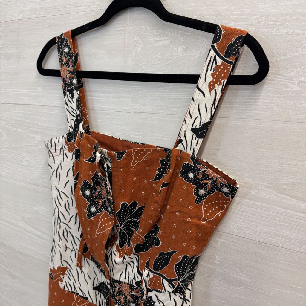 House of Harlow 1960 Brown/ Black Print Button Front Romper 4