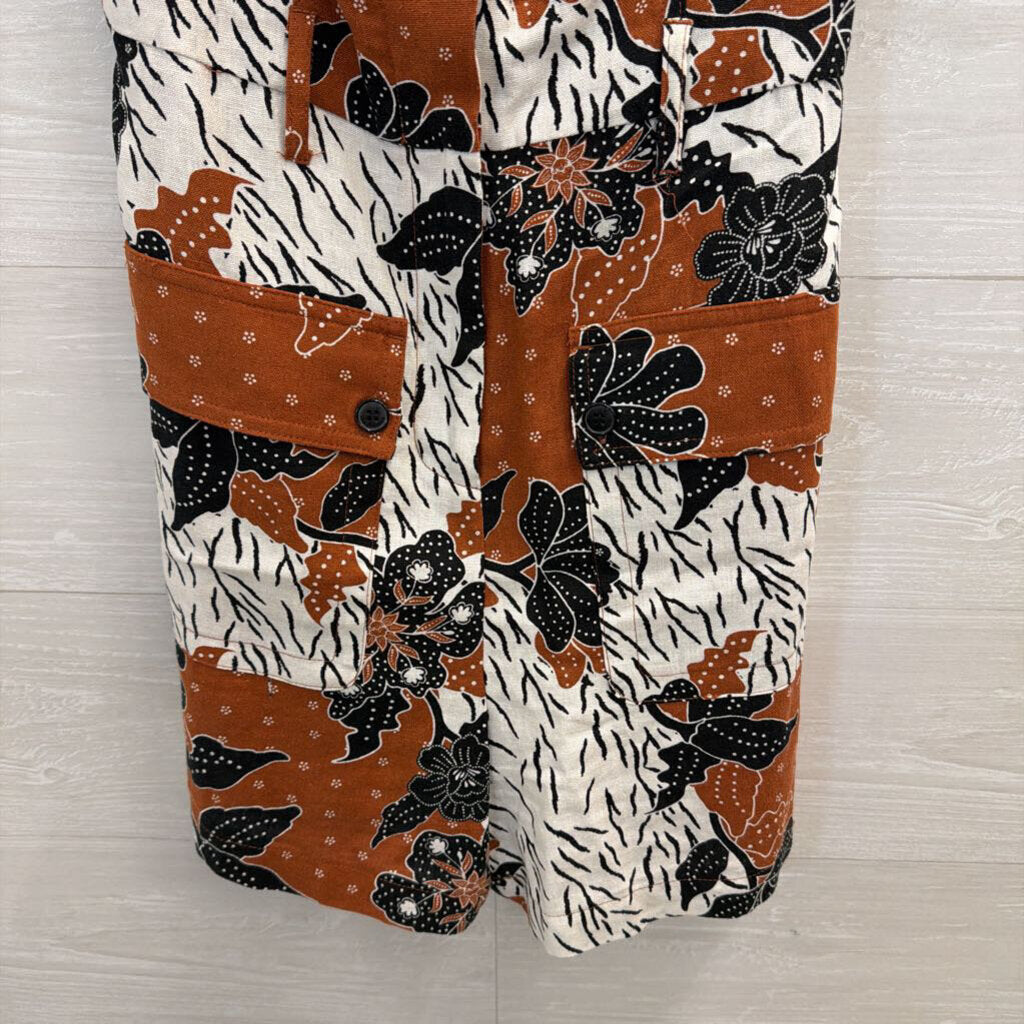 House of Harlow 1960 Brown/ Black Print Button Front Romper 4