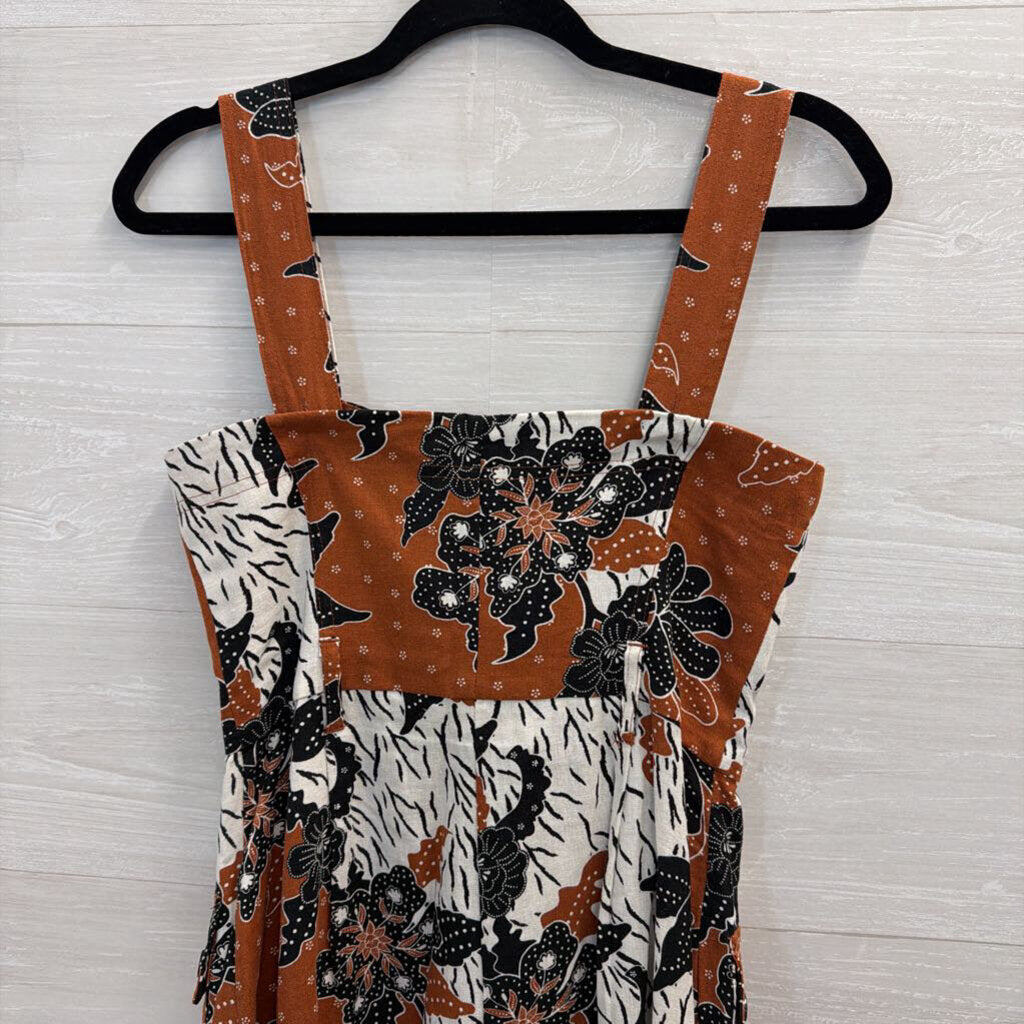 House of Harlow 1960 Brown/ Black Print Button Front Romper 4