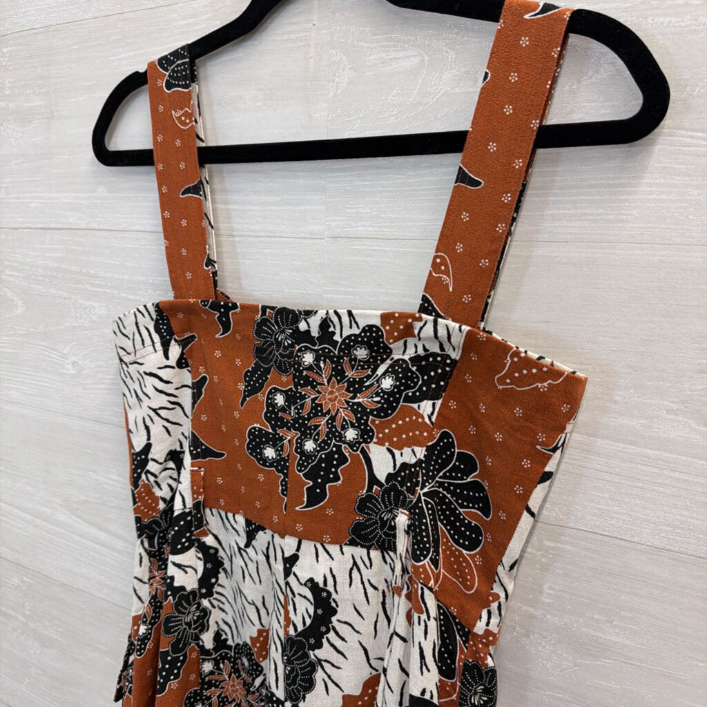 House of Harlow 1960 Brown/ Black Print Button Front Romper 4