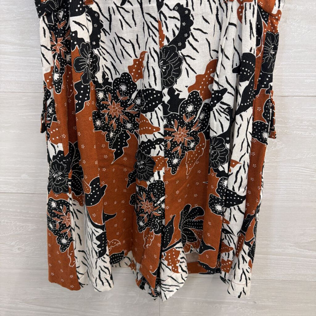 House of Harlow 1960 Brown/ Black Print Button Front Romper 4