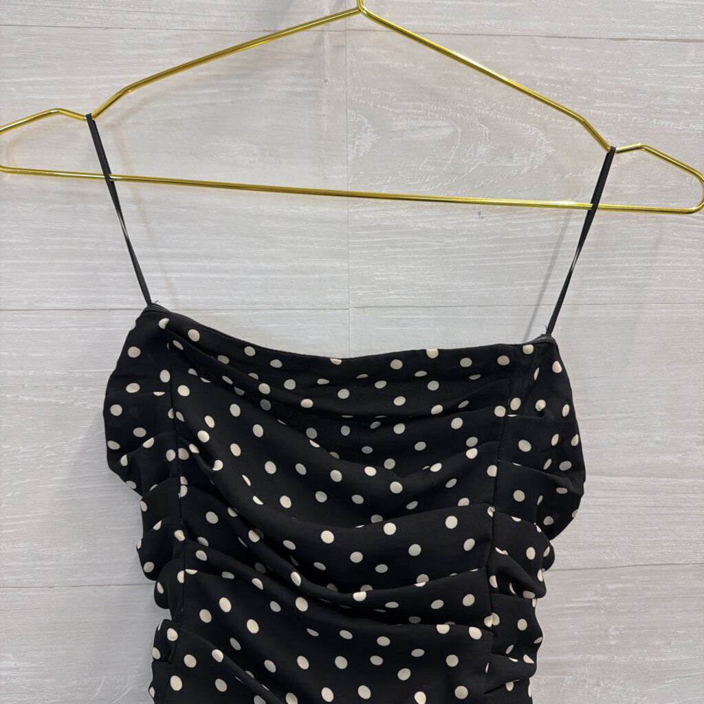 Express Black/ White Polka Dot Strapless Top Small