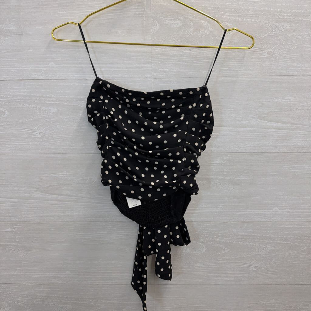 Express Black/ White Polka Dot Strapless Top Small