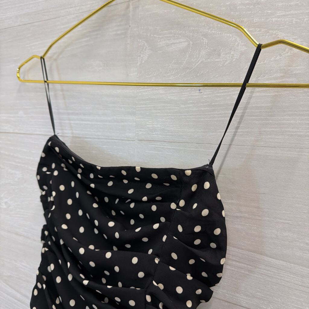 Express Black/ White Polka Dot Strapless Top Small