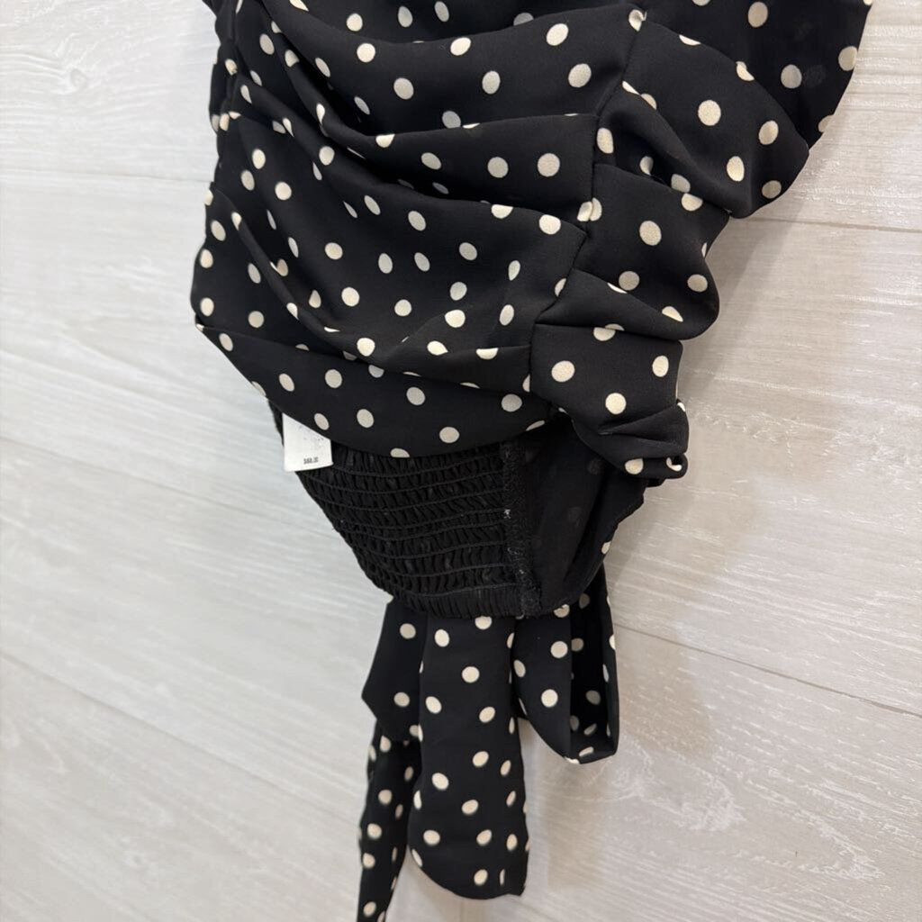 Express Black/ White Polka Dot Strapless Top Small