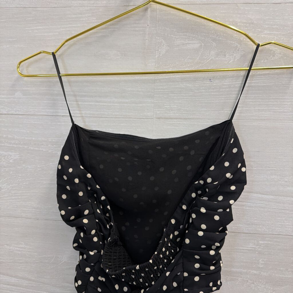 Express Black/ White Polka Dot Strapless Top Small