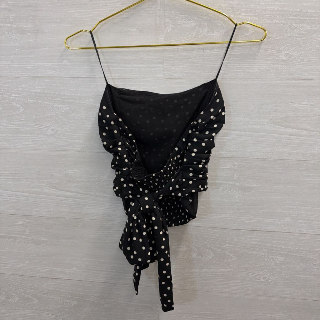 Express Black/ White Polka Dot Strapless Top Small