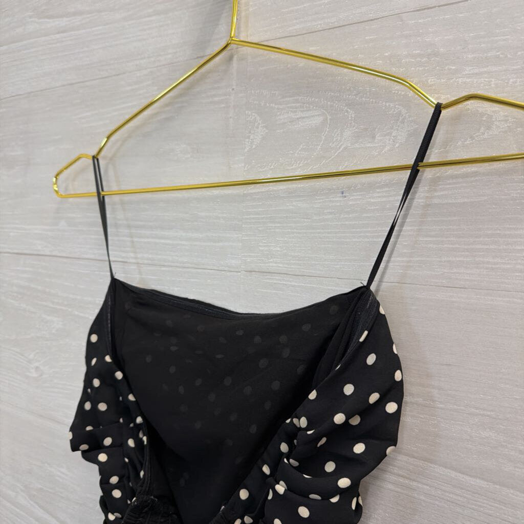 Express Black/ White Polka Dot Strapless Top Small