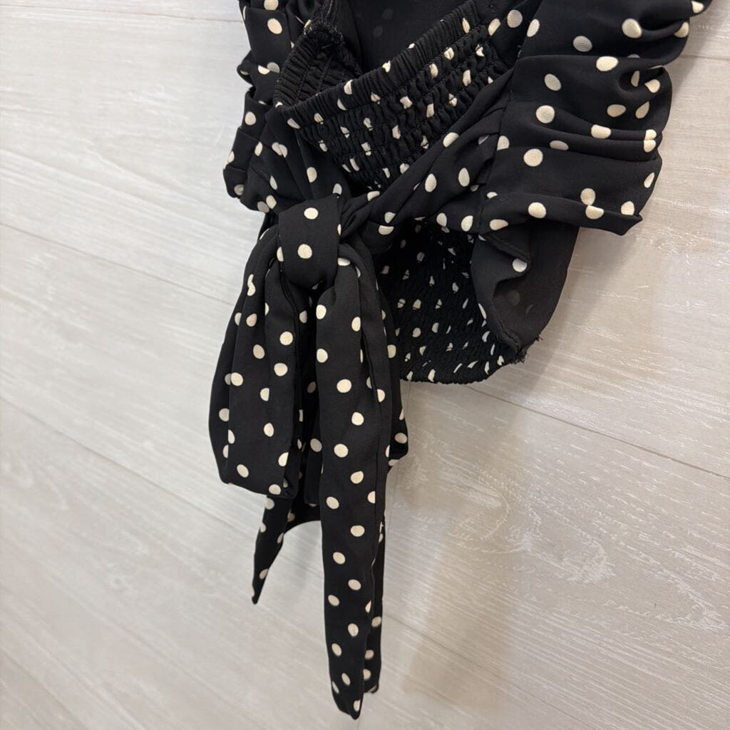 Express Black/ White Polka Dot Strapless Top Small