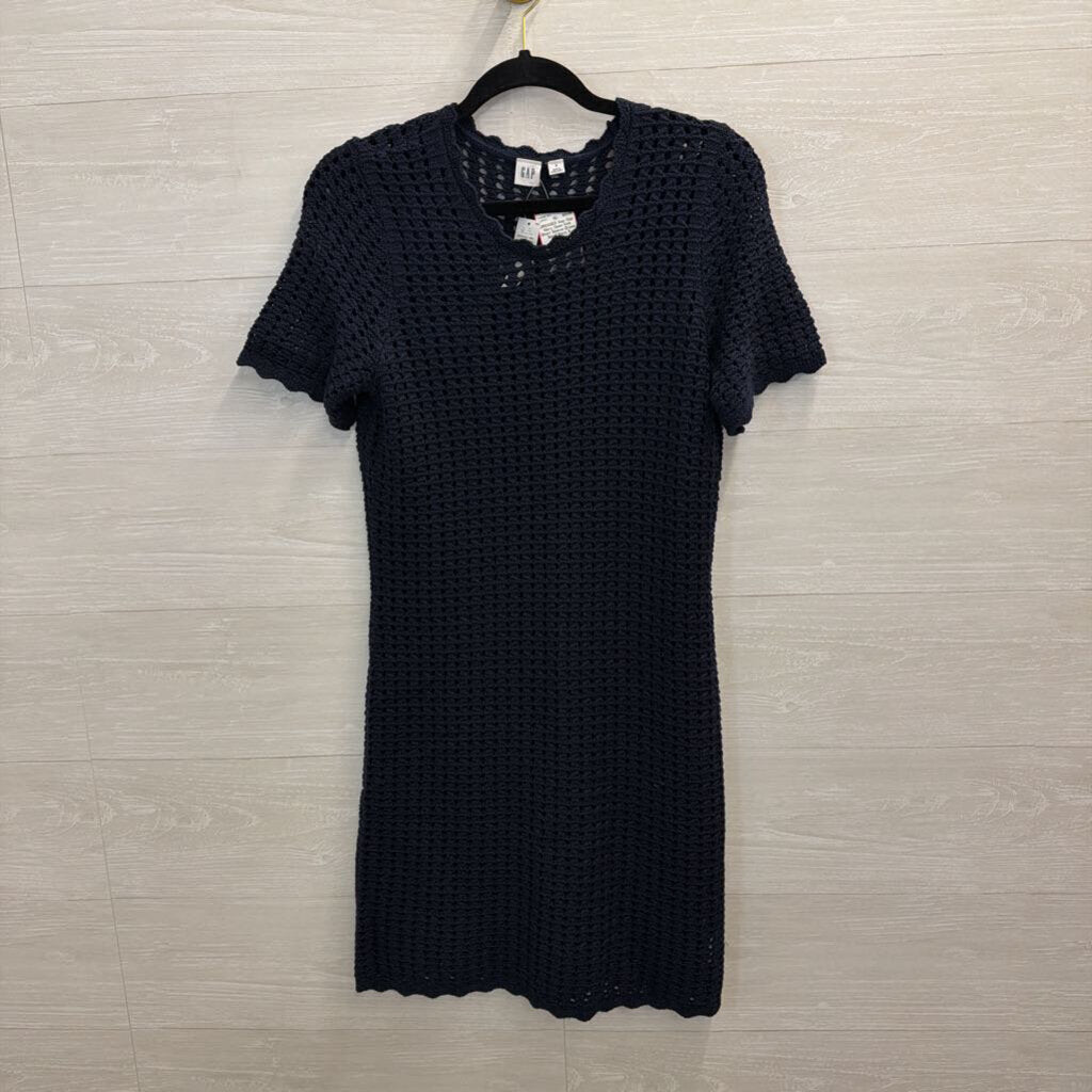 Gap Navy Open Knit Short Sleeve Dress Small
