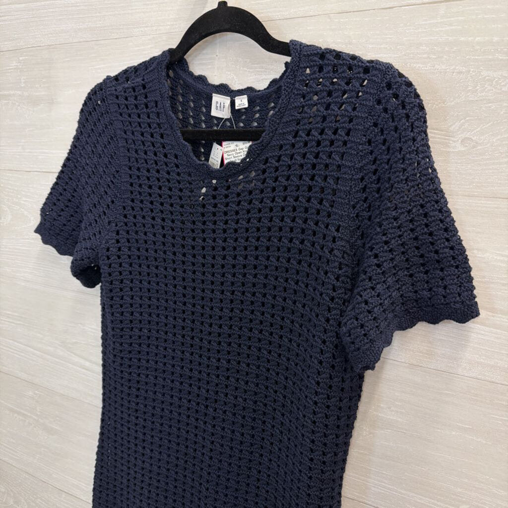 Gap Navy Open Knit Short Sleeve Dress Small