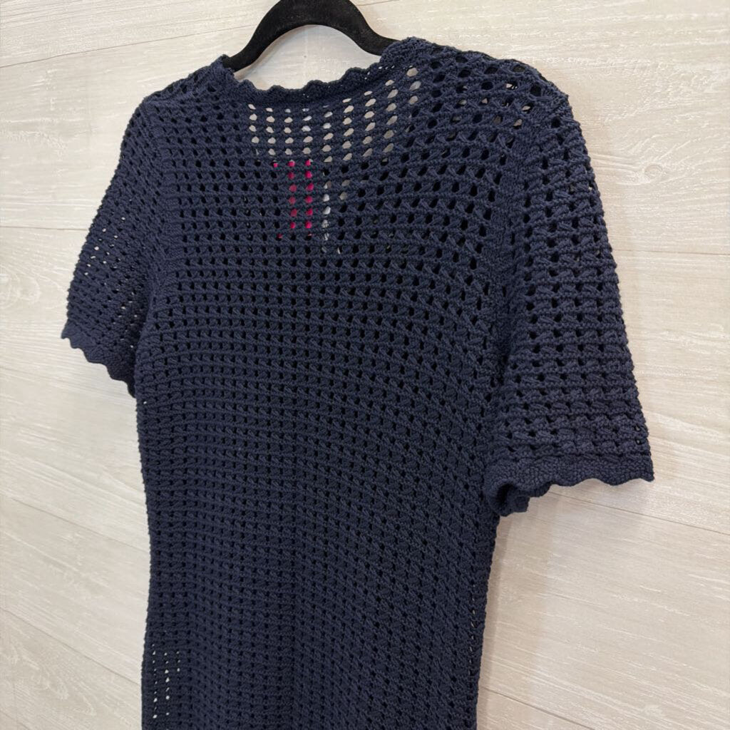 Gap Navy Open Knit Short Sleeve Dress Small