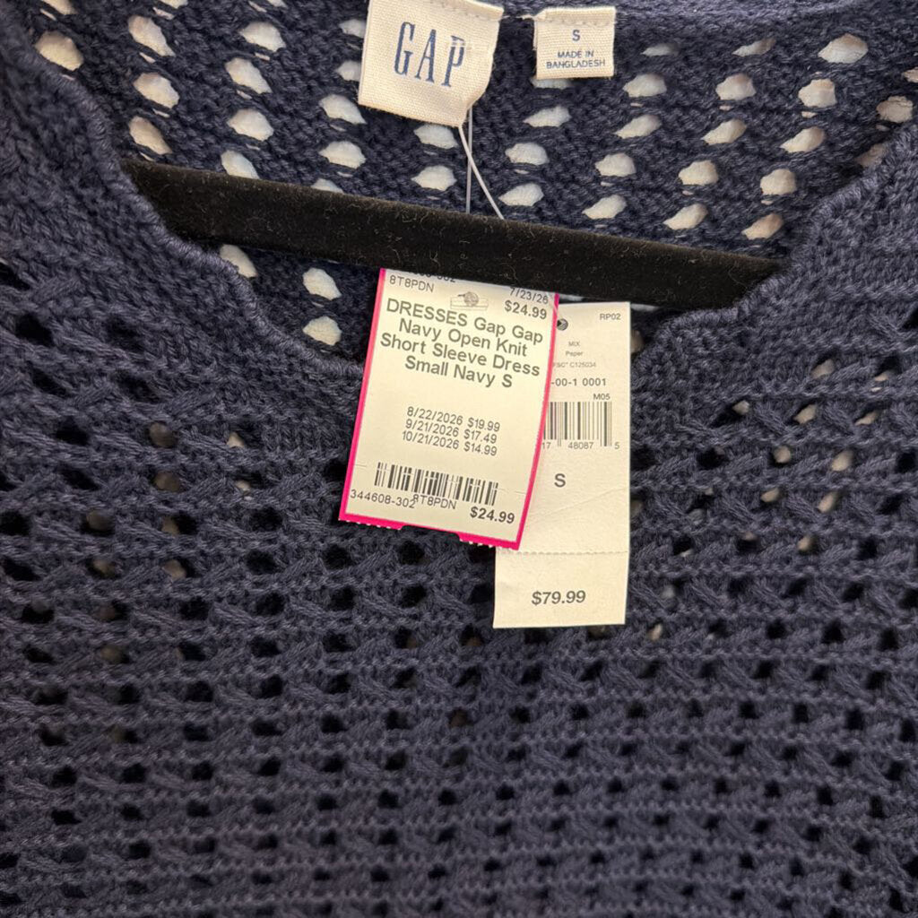 Gap Navy Open Knit Short Sleeve Dress Small