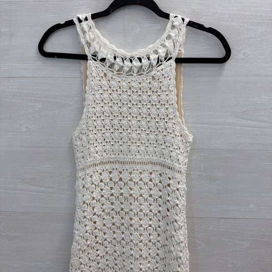 Diane von Furstenberg White Crochet Sleeveless Dress Small