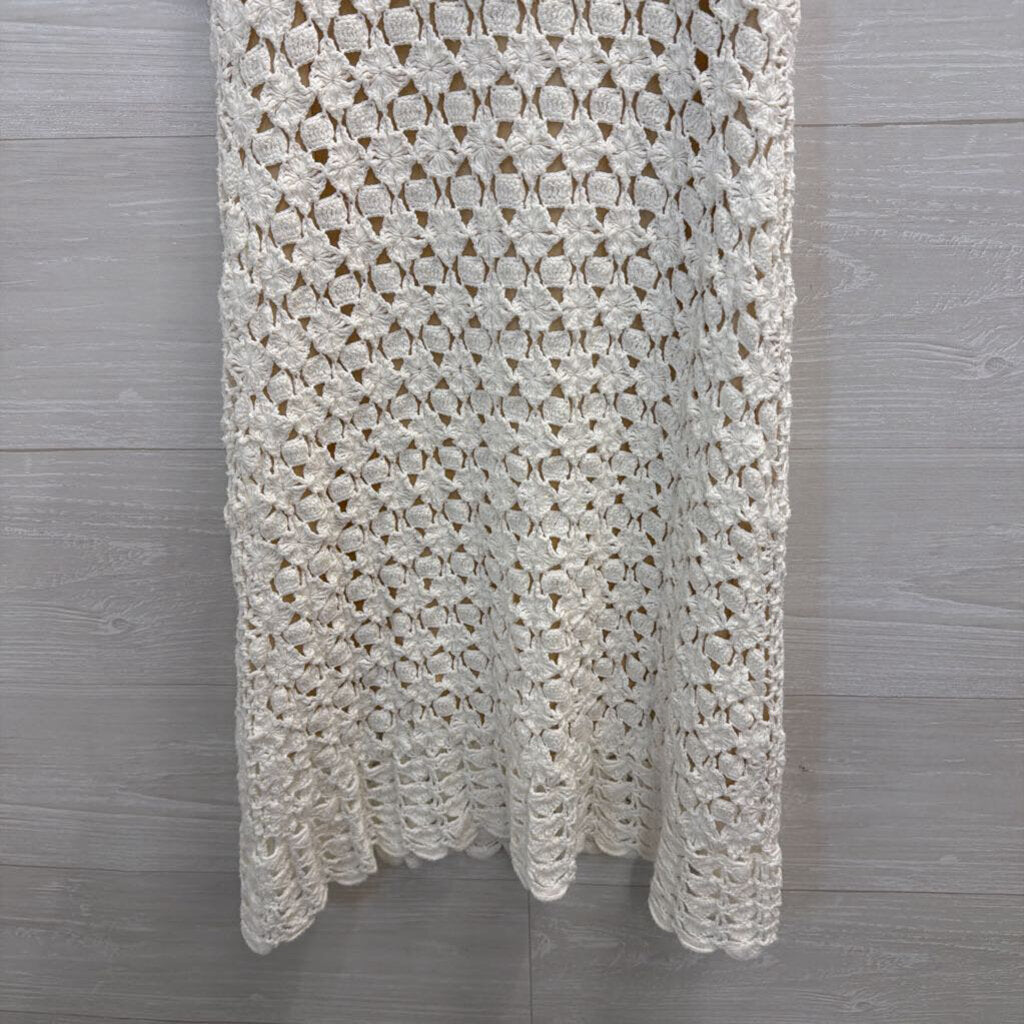 Diane von Furstenberg White Crochet Sleeveless Dress Small
