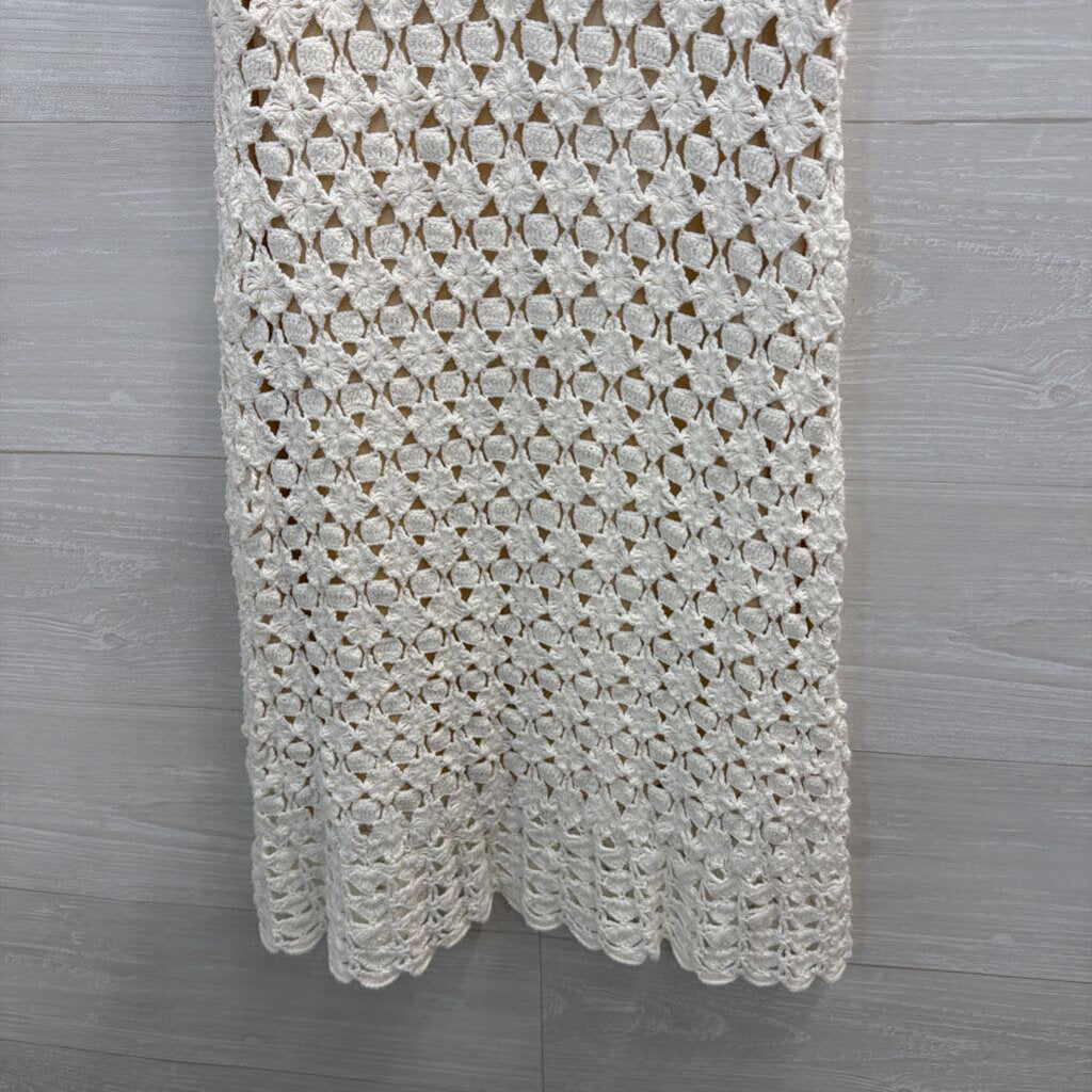 Diane von Furstenberg White Crochet Sleeveless Dress Small