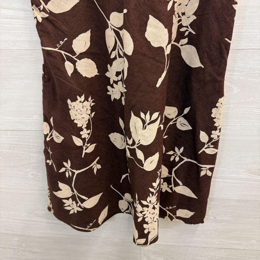 Abercrombie and Fitch Beige/ Brown Print Sleeveless Dress Small Tall