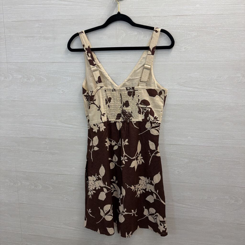 Abercrombie and Fitch Beige/ Brown Print Sleeveless Dress Small Tall