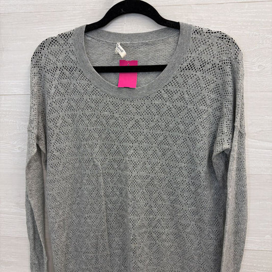 Madewell Grey Perforated Long Sleeve Top Small