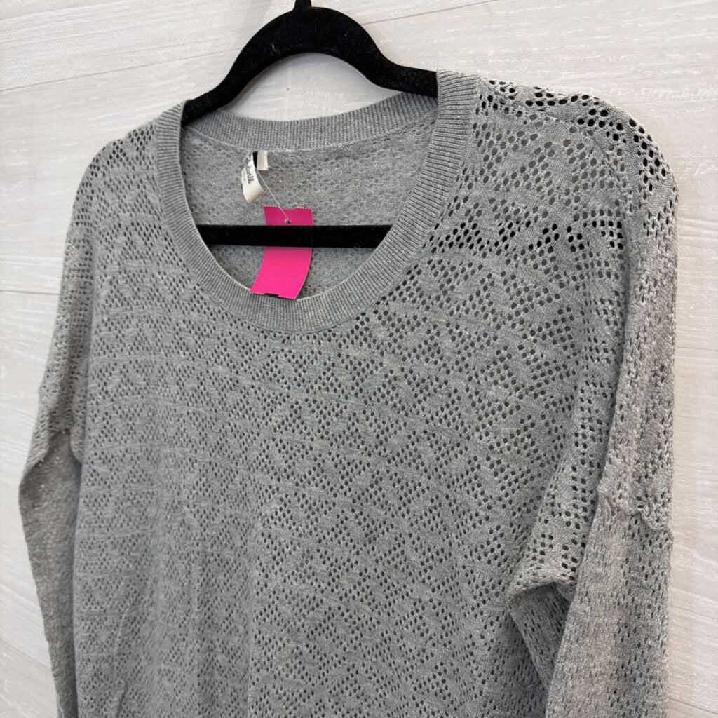 Madewell Grey Perforated Long Sleeve Top Small